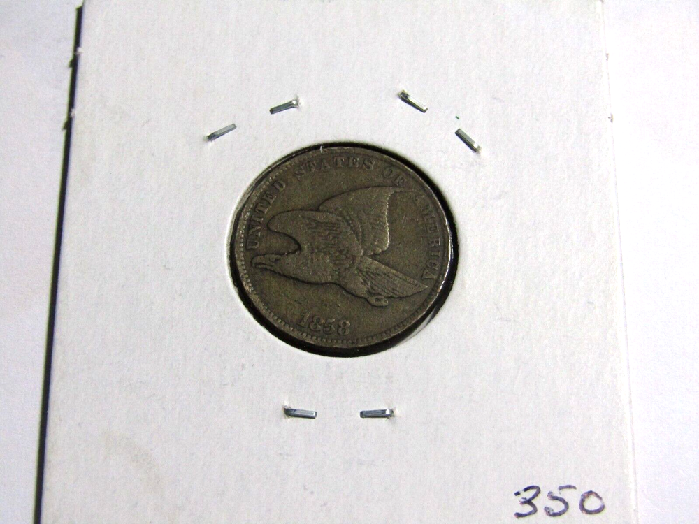1858 Flying Eagle Cent Small Letters Clamshell Like Lamination #351 - VG