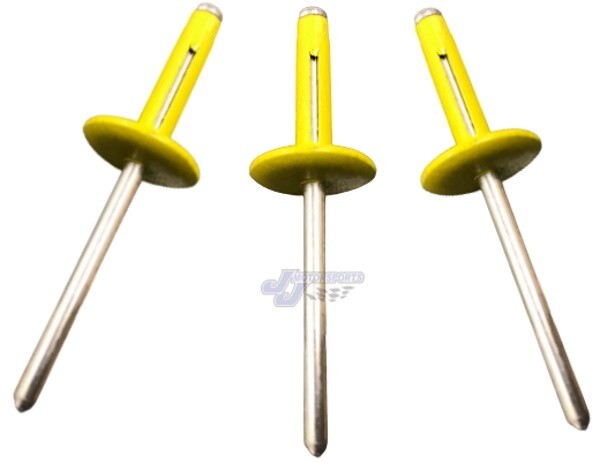 Large Head Yellow Exploding Rivets Pop Rivet 250 ct. Tri-Fold Racing Fasteners