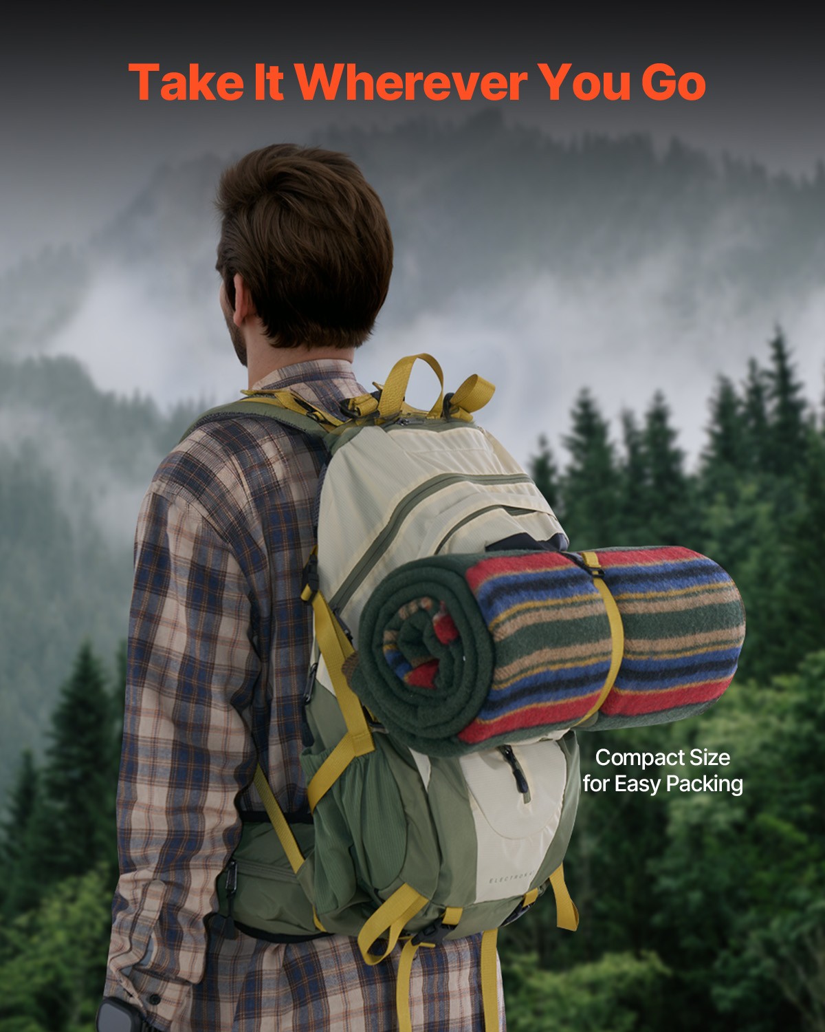 VEVOR Wool Camping Blanket 64" x 88" Warm for Camping Hiking Travel Texture