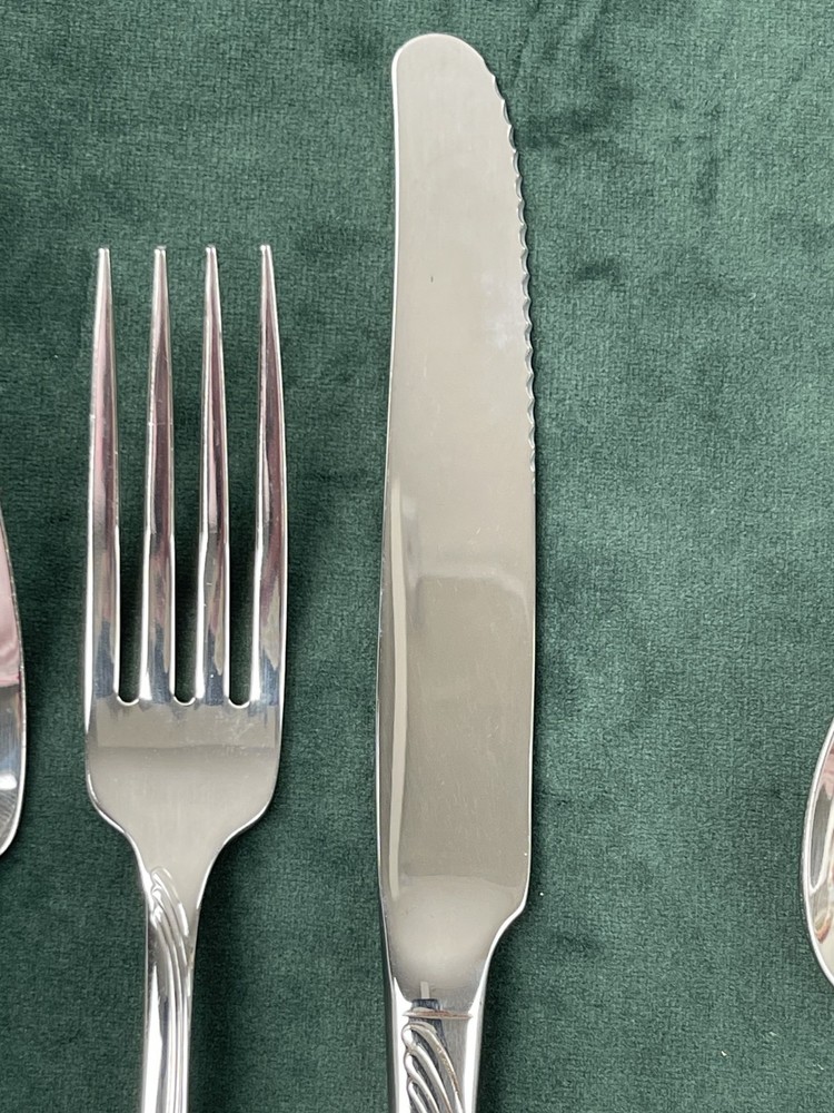 Oneida Stainless Windswept Scroll Flatware Place Setting Fork Spoon Knife USA