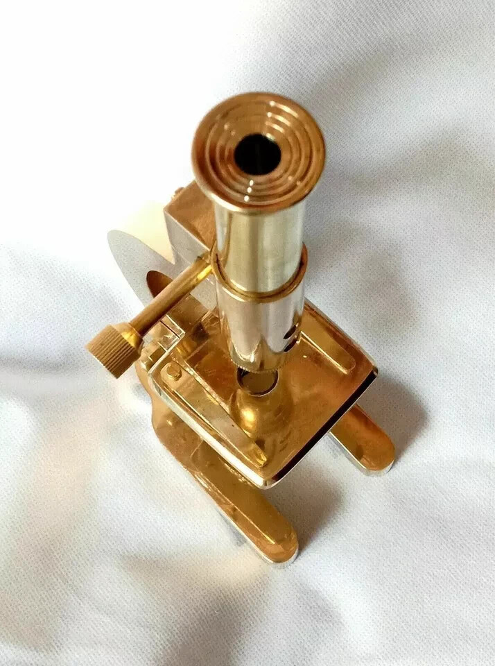 Antique Vintage Style Solid Brass Microscope Student Microscope 9" Decor Gift