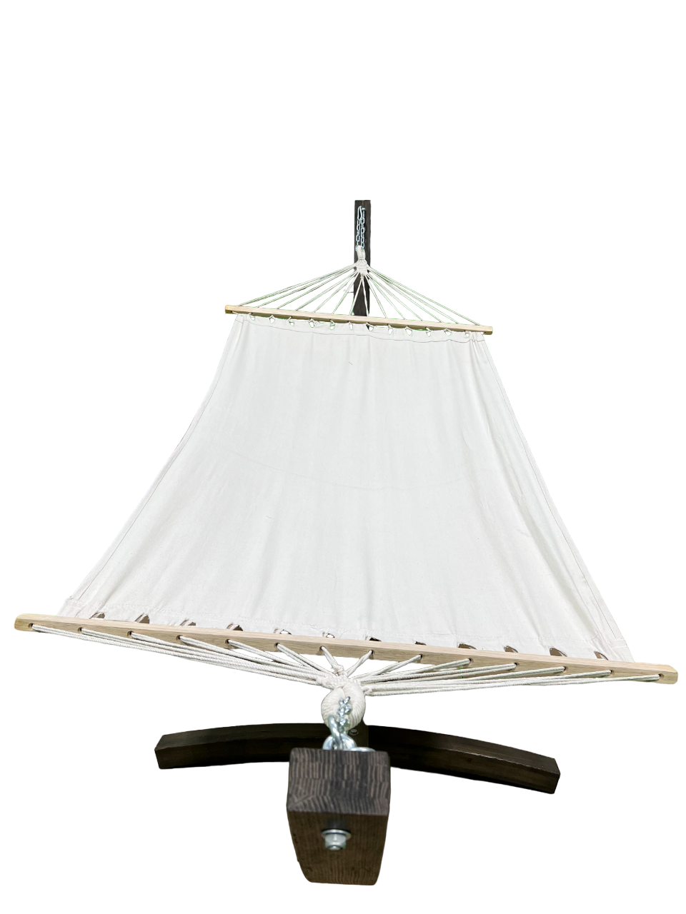 12 Ft Water Treated Coffee Stain Wooden Arc Hammock Stand + Beige Hammock bed