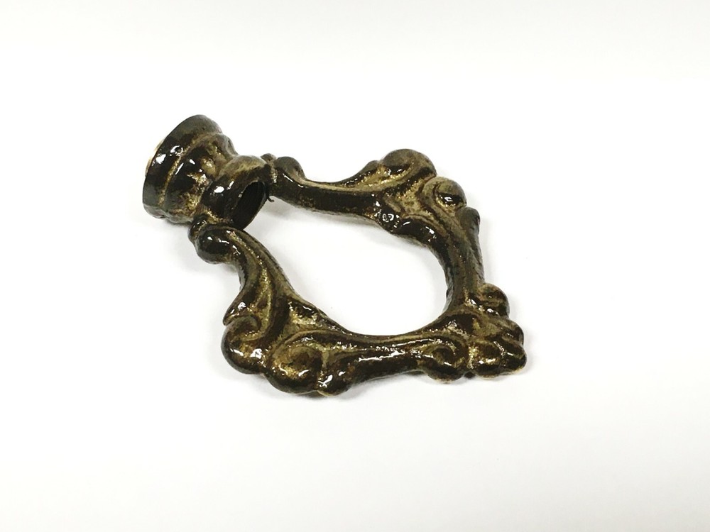 Lamp Finial-Solid Cast Brass ORNAMENTAL LOOP w/dual threads, AB Finish-FS