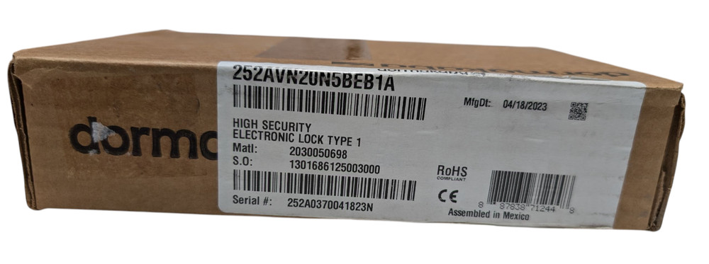 Dormakaba 252AVN20N5BEB1A High Security Electronic Lock Type 1