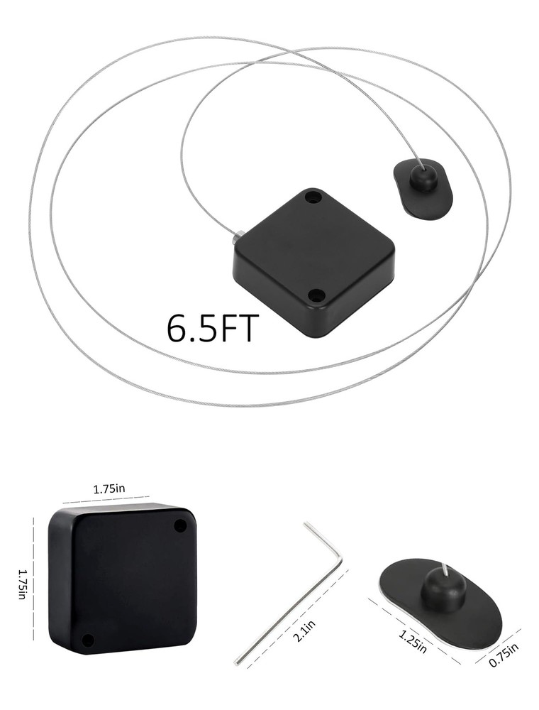 4Pack Remote Control Tether, 6.5 Ft Leash, Retractable Black