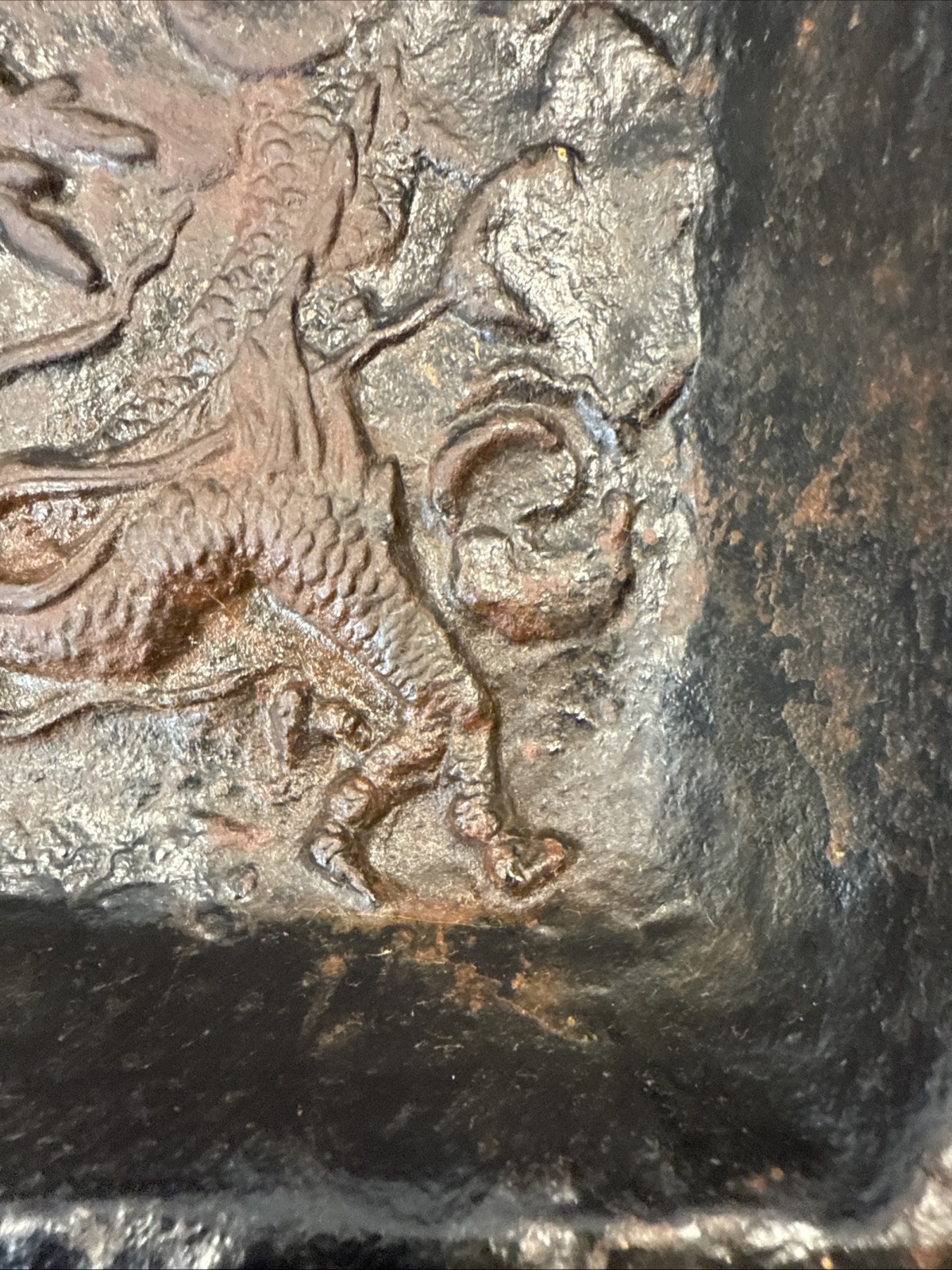 Vintage Japanese Cast Iron Dragon Tray Umbrella / Cane Stand Drip Pan 9.5”