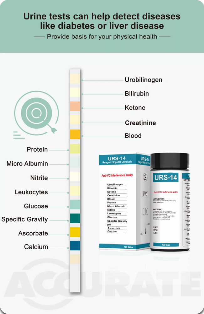 100Pcs Protein Urinalysis 14Parameter Urine PH Test Strips Convenient Quickly