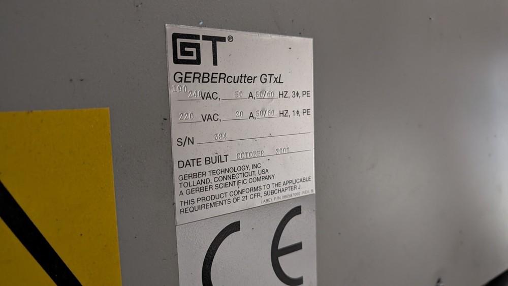 Gerber GTXL CNC Knife Cutter, Conveyorized
