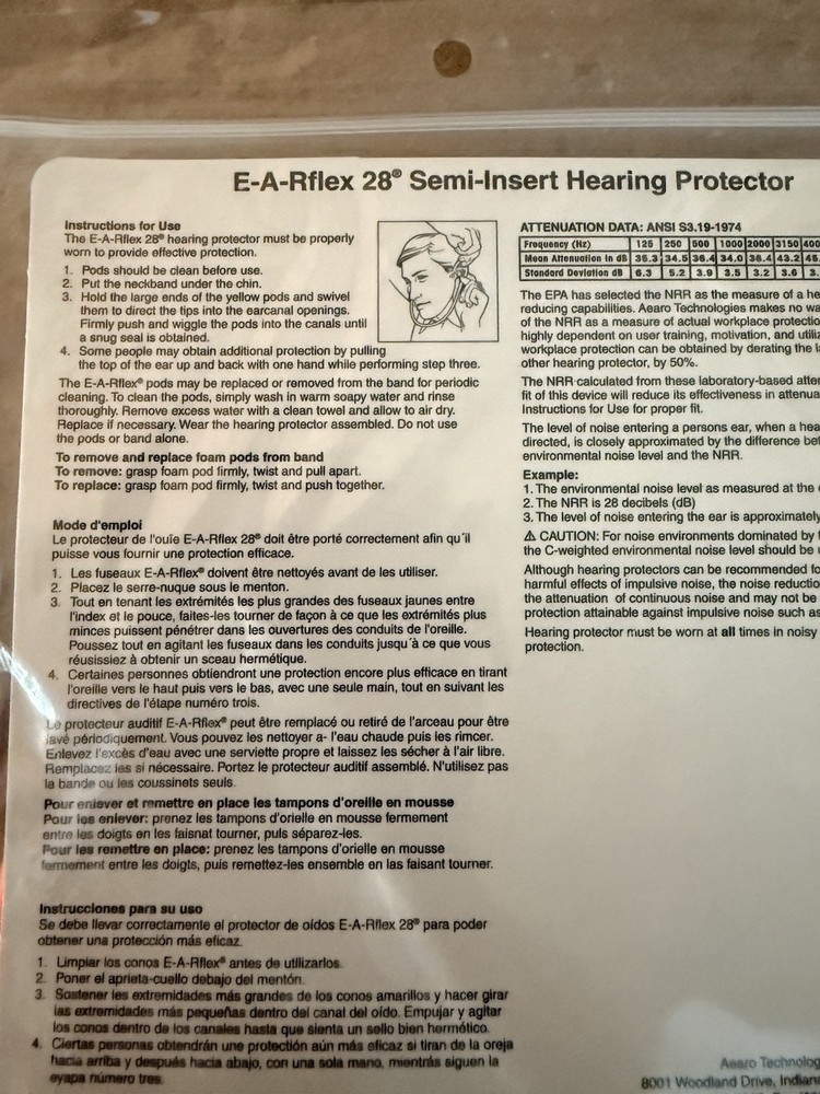3M 320-1000, E-A-Rflex 28 Hearing Protector, NRR 28 dB, Regular Size, 1 Pair