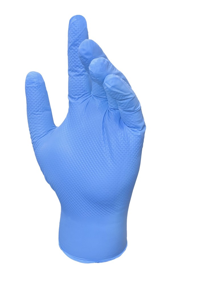 Disposable Nitrile Gloves,Cleaning, Blue, 50 Count Traction Grip, Male, Large