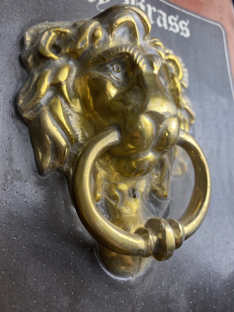 Rothley Brass Lion Head w/ Swing Pull Ring 5” Door Knocker