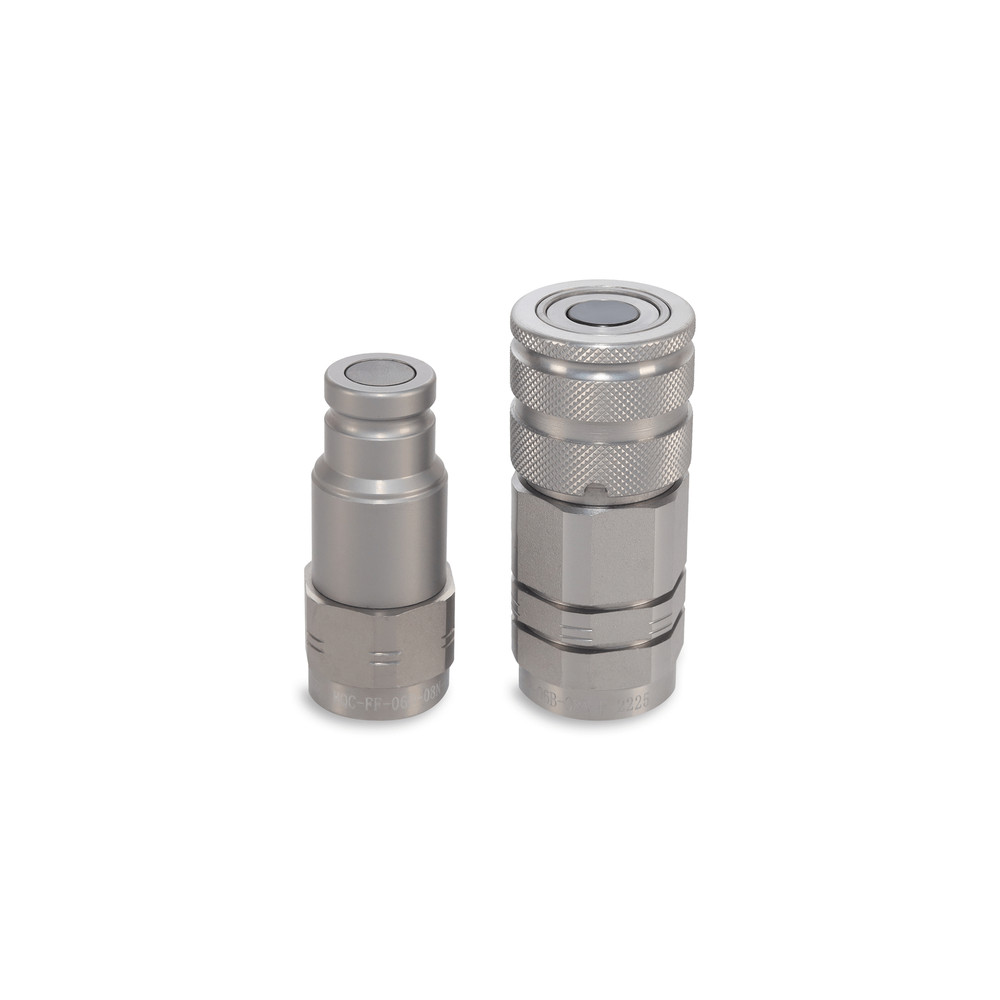 3/8″ Flat Face Hydraulic Quick Couplers Set - 1/2″ NPT Thread