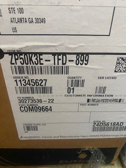 Copeland Compressor ZP50K3E-TFD-899 Scroll Compressor 460V 3-Phase