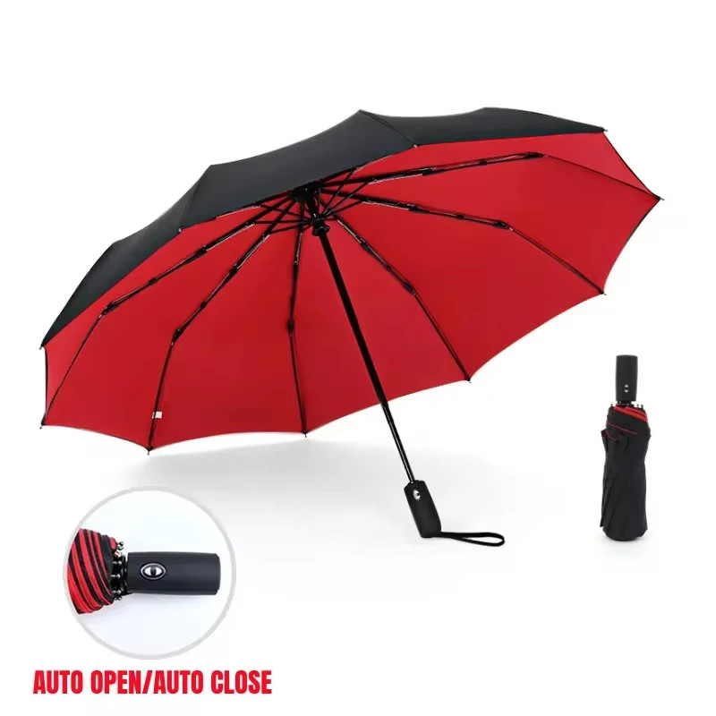 Automatic Folding Umbrella Double Layer Windproof Large Business Rain Sun