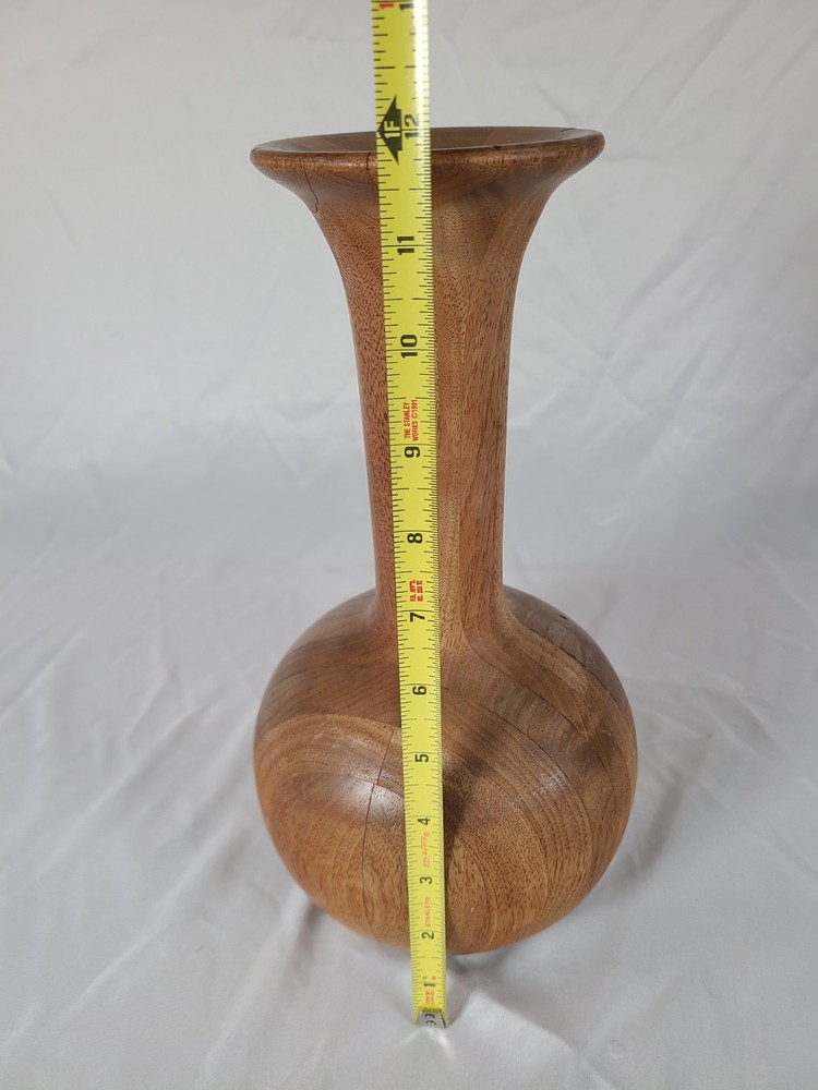 Unique 12 inch Solid Wood Vase with protective soft cloth bottom