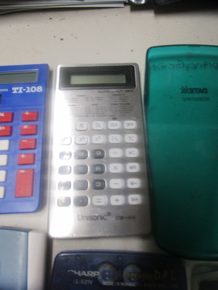 Broken Calculator Lot 7 Count Sharp Unisonic TI Datex
