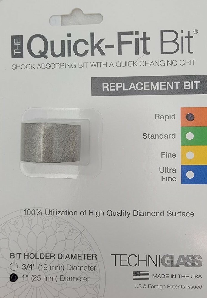 1" Coarse Rapid Quick Fit Bit Stained Glass Grinder by Techniglass Replacement