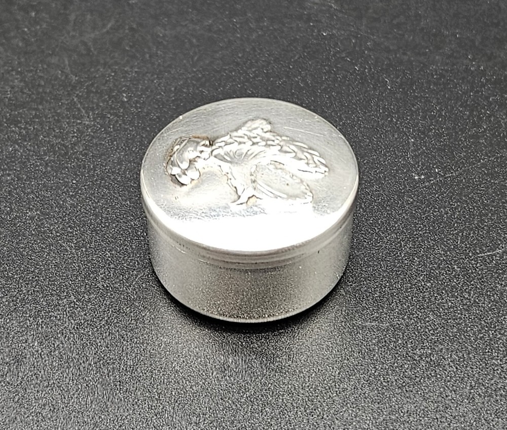 Vintage Silver 800 with Engraved Repousse Eagle Pill Box/Snuff Box/70s