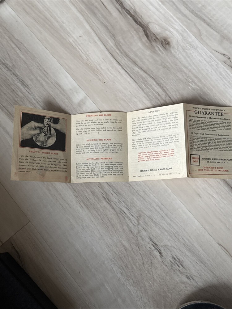 1920's Kriss Kross Stropper Razor Blade Sharpener/Box & Instructions