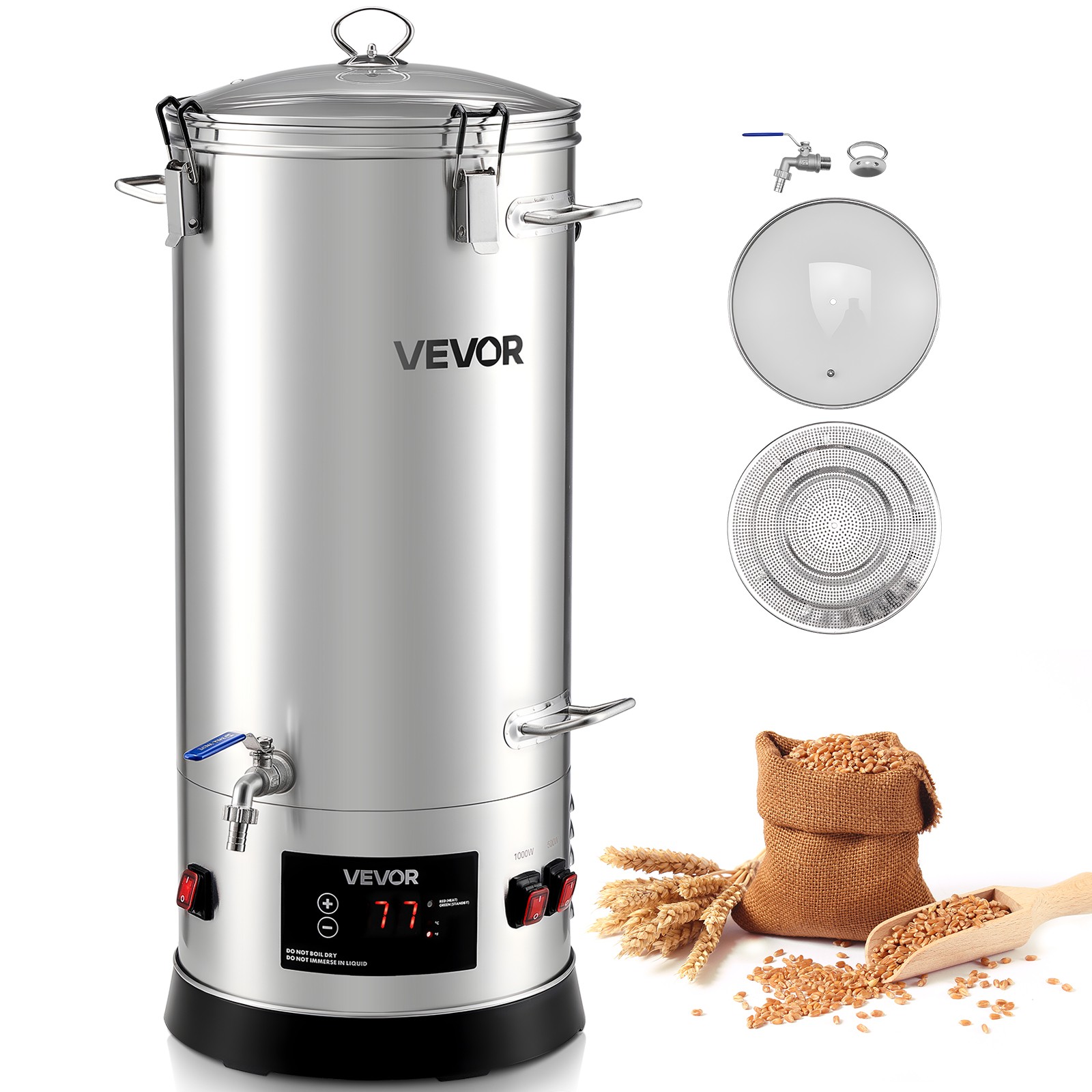 VEVOR Electric Brewing System Home Beer Brewing Machine 8 Gal/30L Brewing Pot