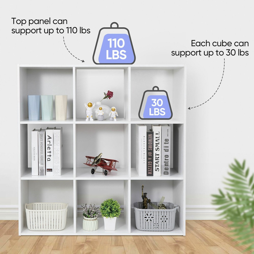 9-Cube Storage Closet Cube Organizer Bookcase Shelving Home Office White