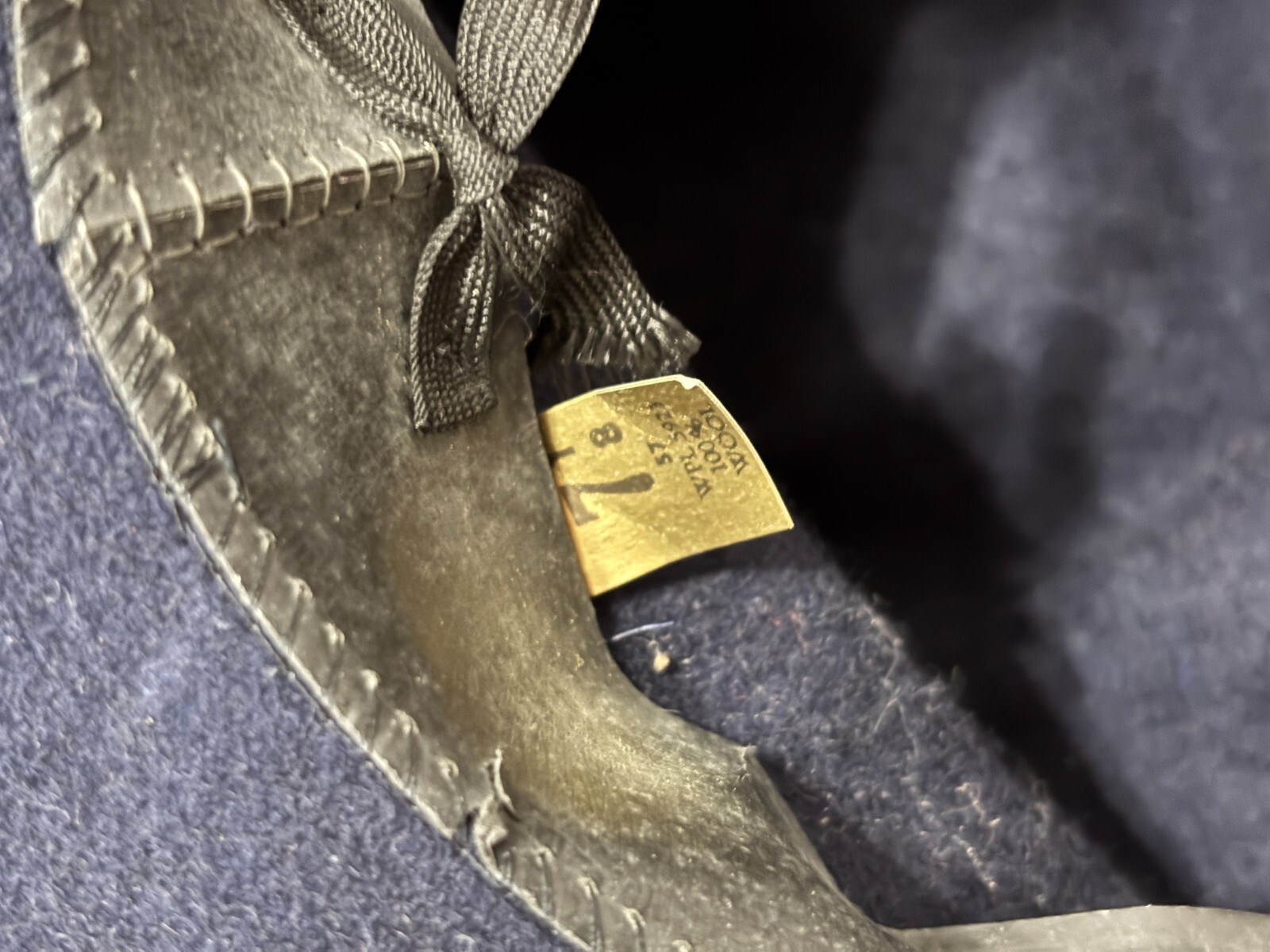 Vintage US Army Cavalry Navy Blue Wool Felt Bucket Hat Sz 7 1/8 w Emblem Pin