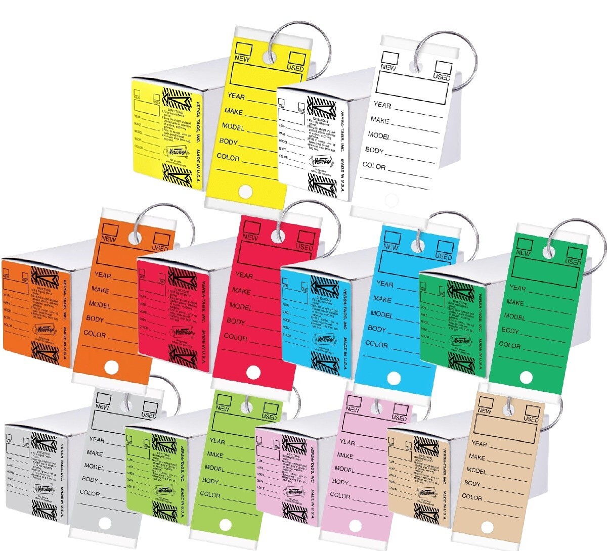 Versa-Tags Car Dealer 250 Key Tags Self Laminating With Metal Rings