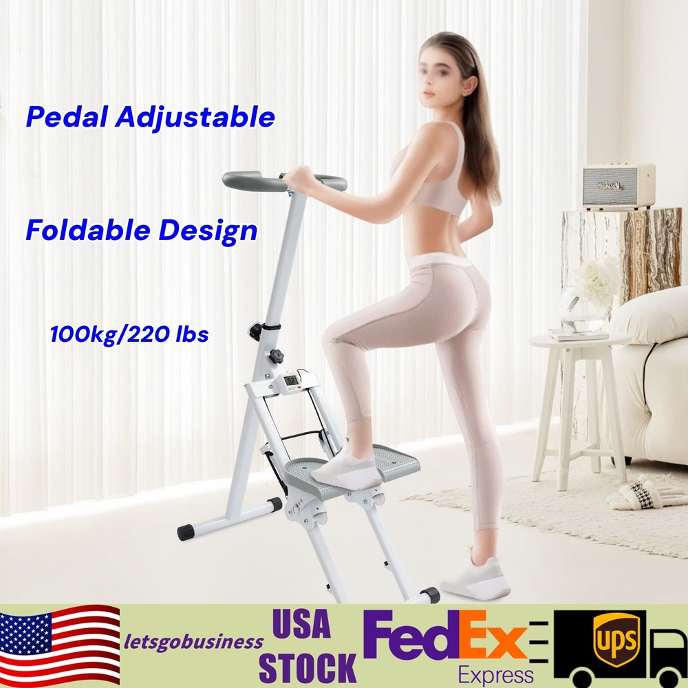 Foldable Stair Stepper Machine-Adjustable Vertical Climber For Full Body Workout