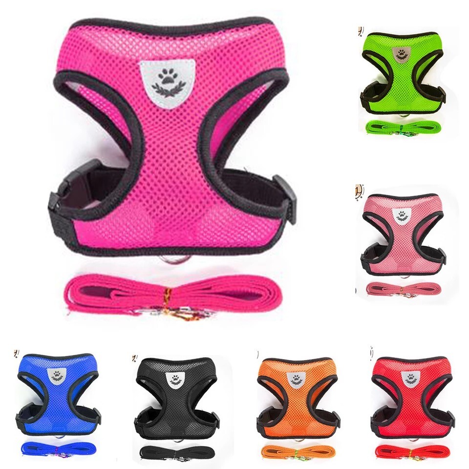 Mesh Padded Soft Puppy Pet Dog Harness Breathable Comfortable Many Colors S M L