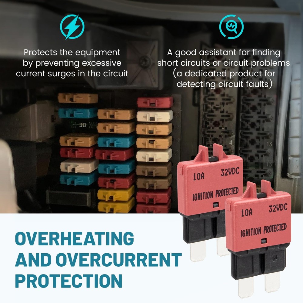 NuIth Manual Reset Mini Fuse Circuit Breakers 10A, E39 Low Profile ATO/ATC...