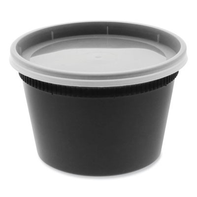 Pactive YSD2516B Microwavable Container 16 Oz Black/Clear