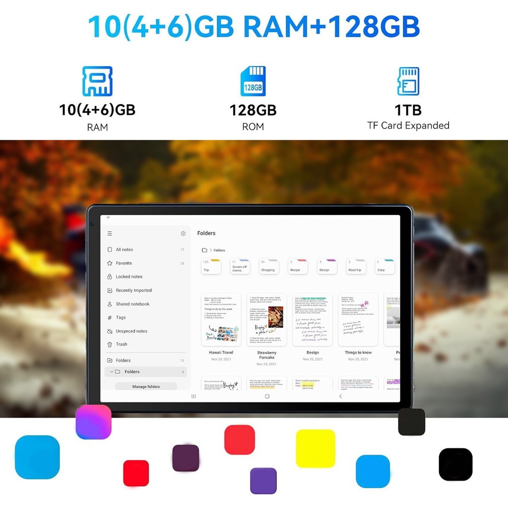 2025 10.1" Android Tablet 10+128GB IPS Touchscreen Octa-core Processor Wi-Fi 6