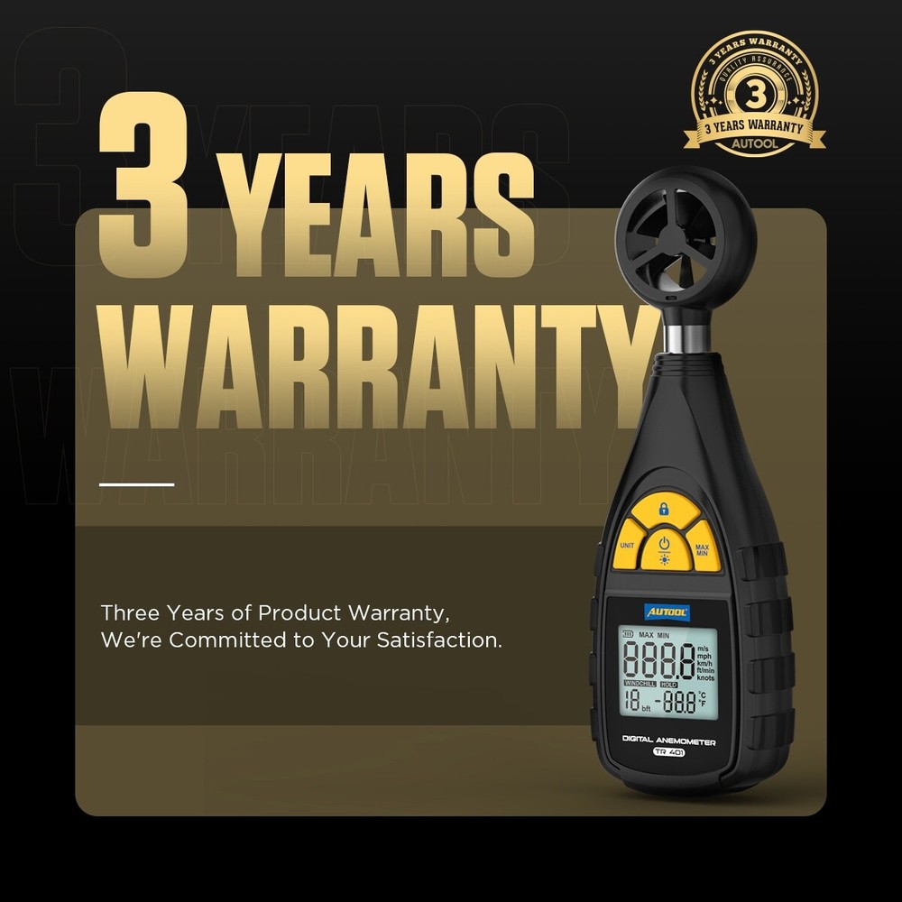 AUTOOL Handheld Digital Anemometer Wind Speed CFM Meter Current Test Wind Chill