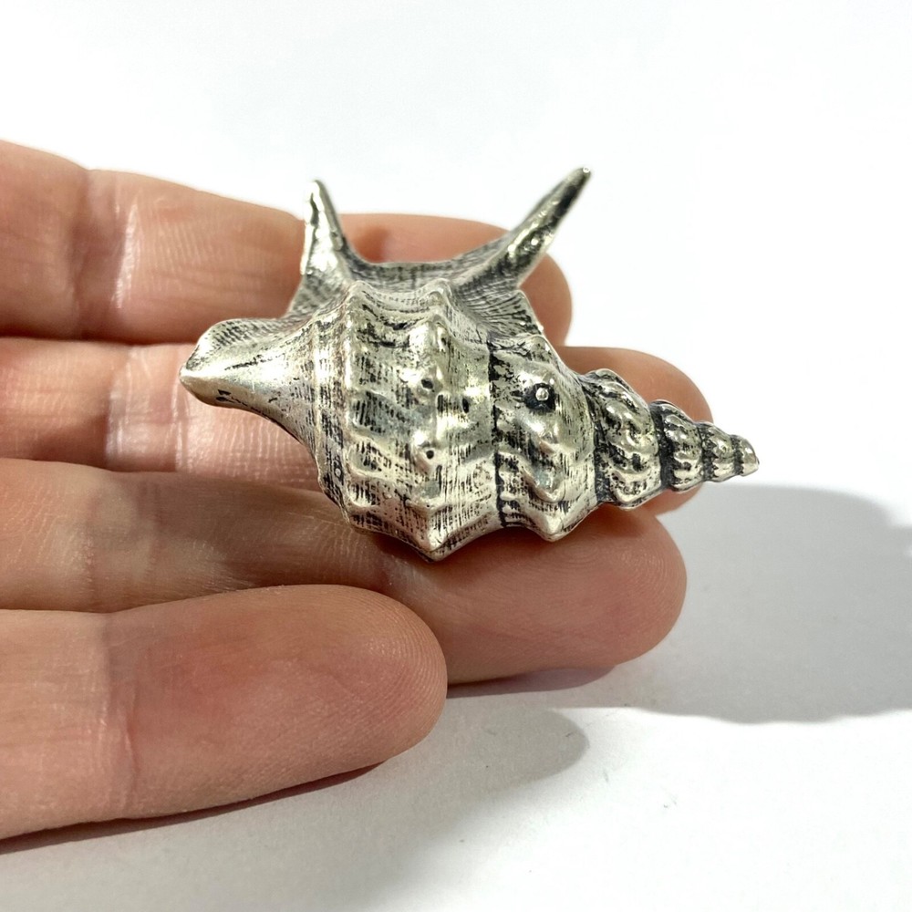 vintage solid silver shell miniature , hallmarked italian figurine