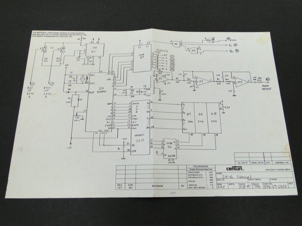 Vintage 1981 Vanguard Arcade Service Manual (Please Read Description)