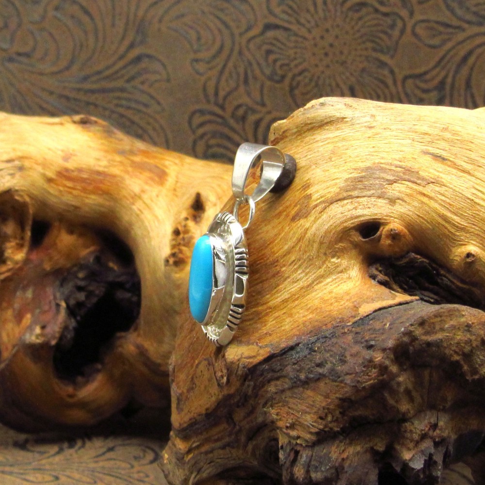 *Pure Blue Turquoise Sterling Silver Pendant