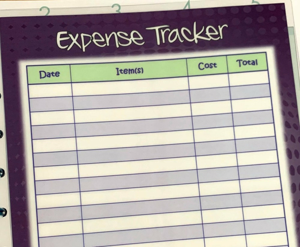 Expense Tracker Two Sided Dashboard for use with the BIG Happy Planner