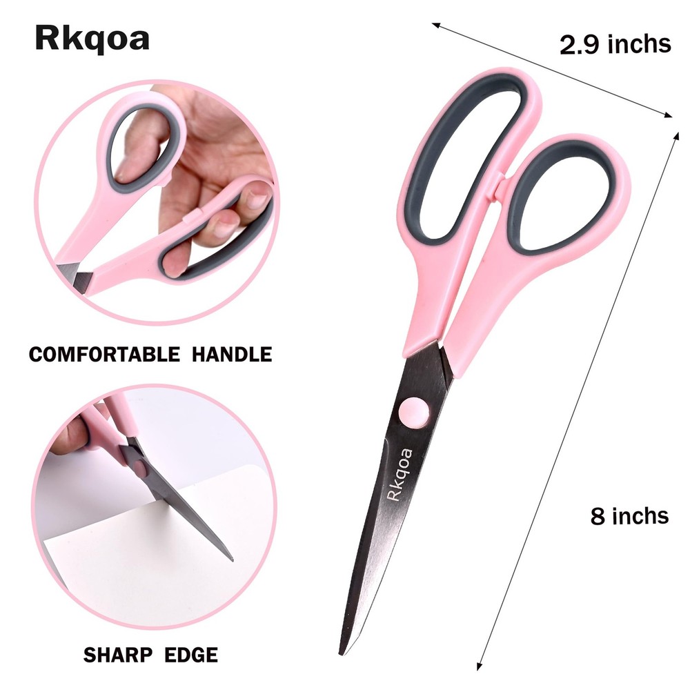Scissors, Rkqoa 8" Scissors All Purpose 6 Pack - Multicolor 6
