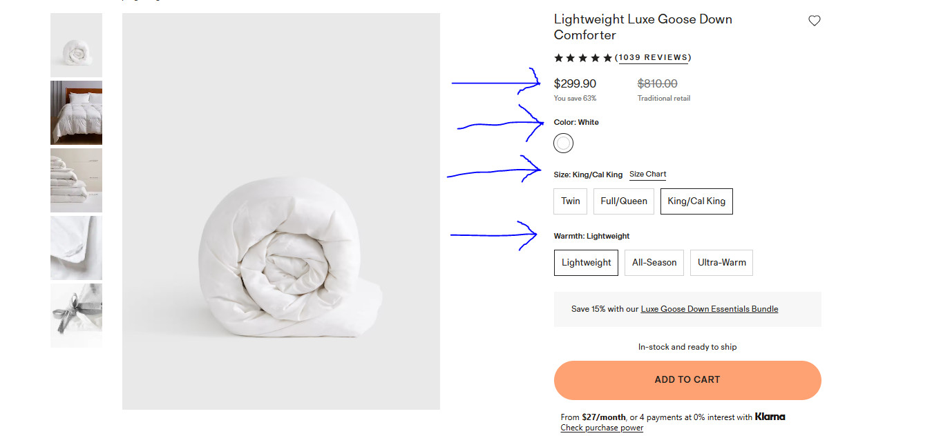 NWT QUINCE LUXE GOOSE DOWN COMFORTER KING /CAL KING INSERT LIGHTWEIGHT ORIG $300