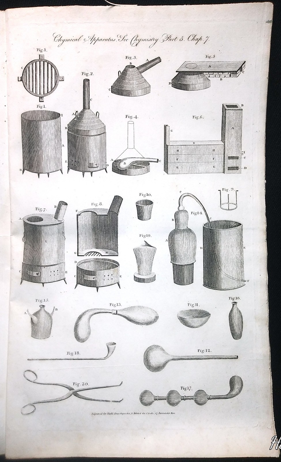 Rare art SYSTEM OF CHYMISTRY/CHEMISTRY APPARATUS copper engraving 1790s science