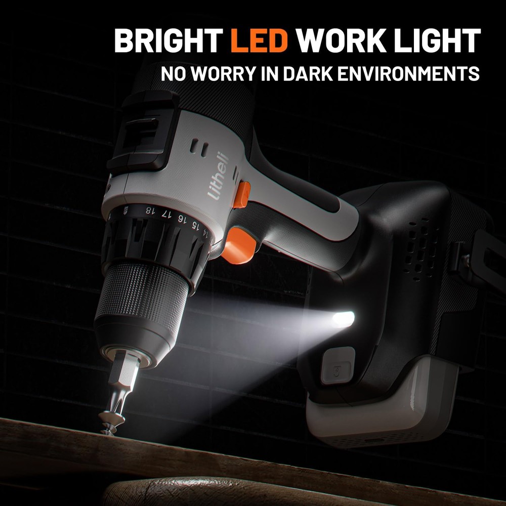 20V Cordless Drill Driver, Electric Power Drill with 2 Variable Speed Setting...
