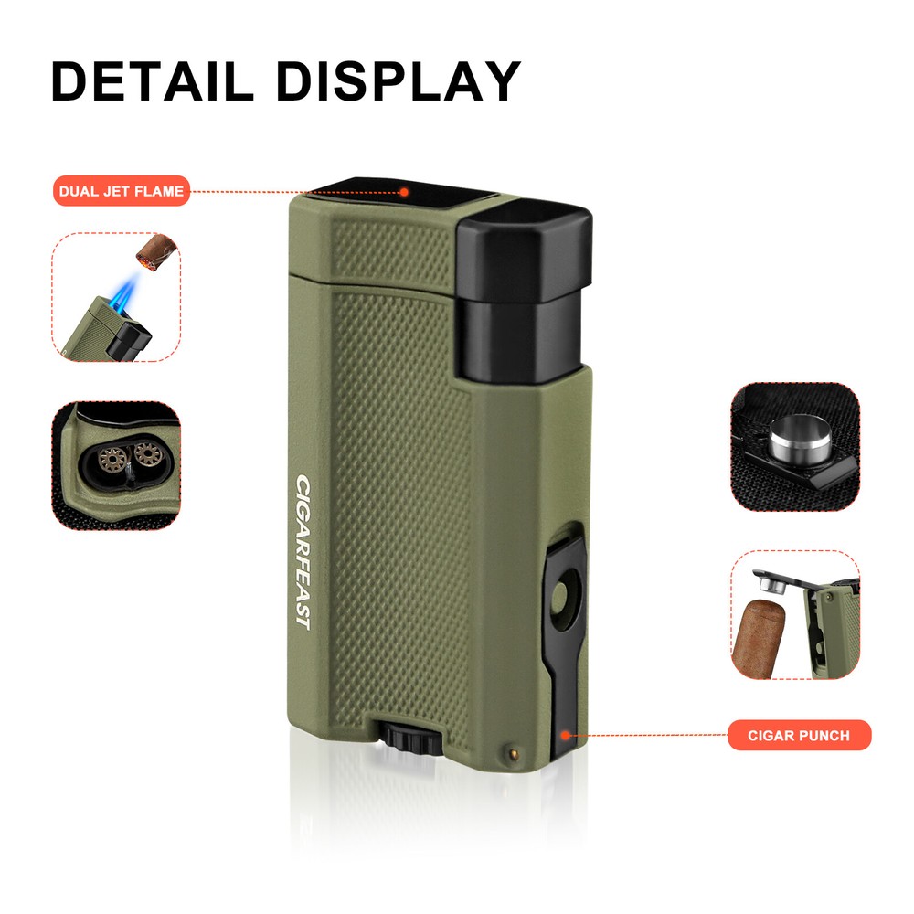 Torch Lighter Butane Refillable Dual Jet Flame Adjustable Windproof Lighter Gift