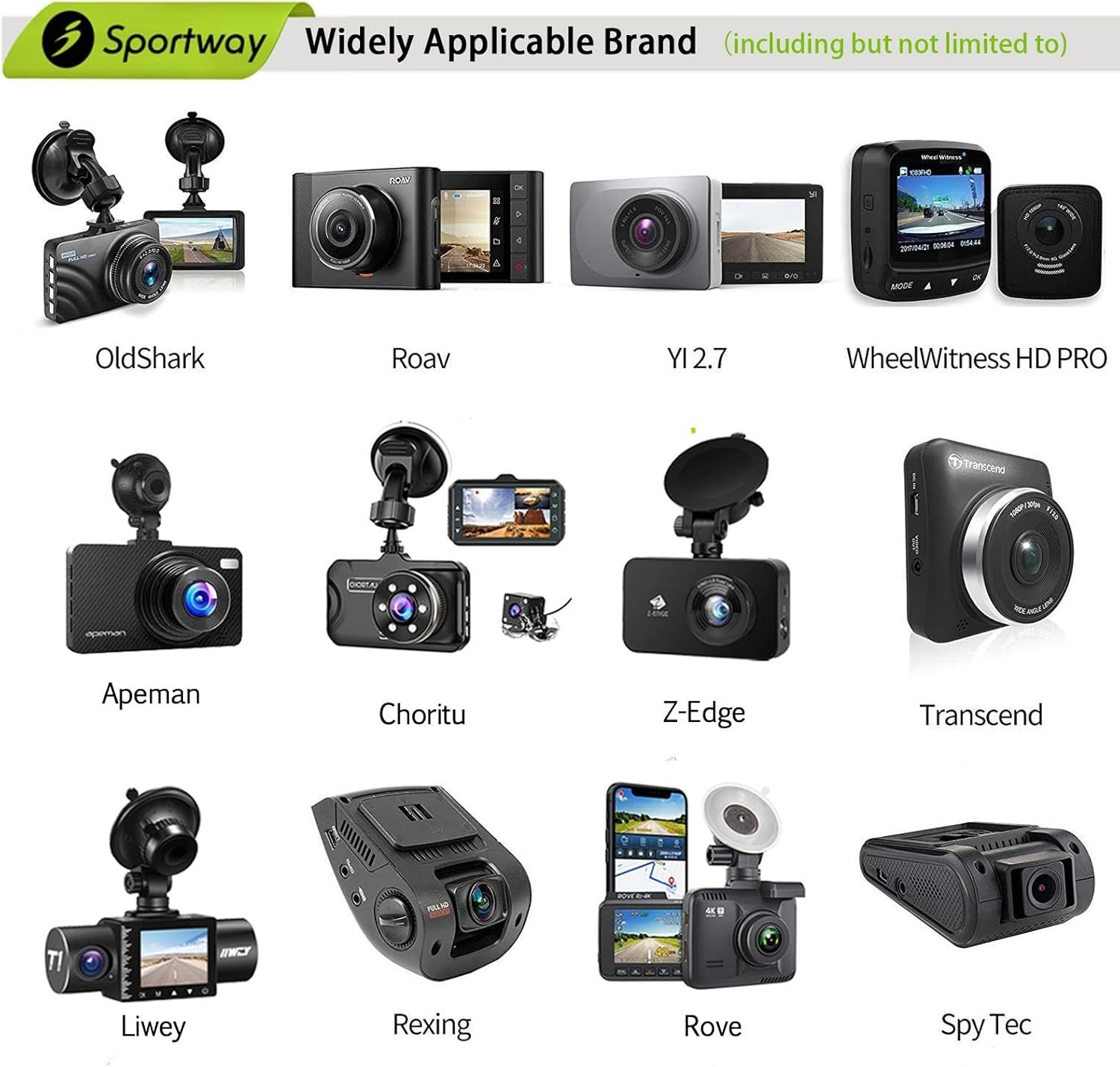 Sportway S10 Suction Cup Dash Cam Mount Holder with 6+pcs Joints for Black