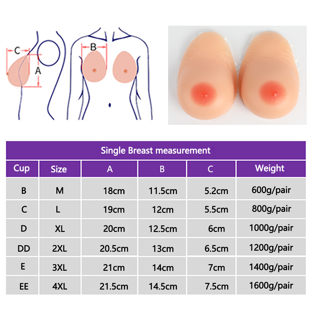 A-EE Cup Teardrop Self-adhesive Long Silicone Breast Forms CD TG Bra Enhancers
