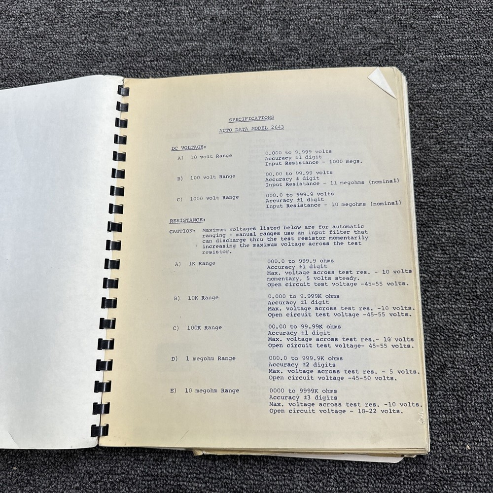 Auto Data Model 2643 Digital Voltmeter Instruction Manual