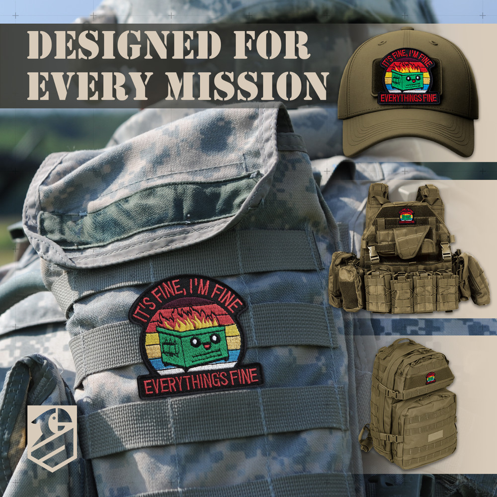 2Pcs It's Fine Patch Set, Embroidered Tactical Morale Funny Meme Hook and Loop