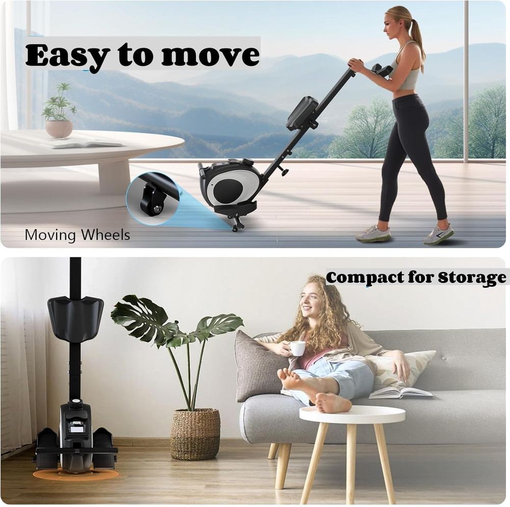 Rowing Machine with LCD Display, Adjustable Resistance, Foldable Design, and [26