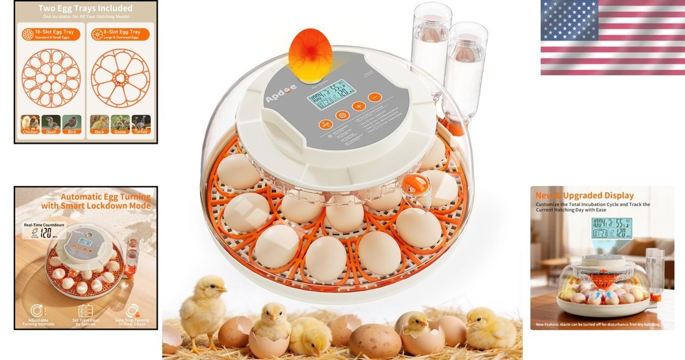 Complete Egg Incubation System: 18 Eggs, Automatic Candler & Easy Clean Design