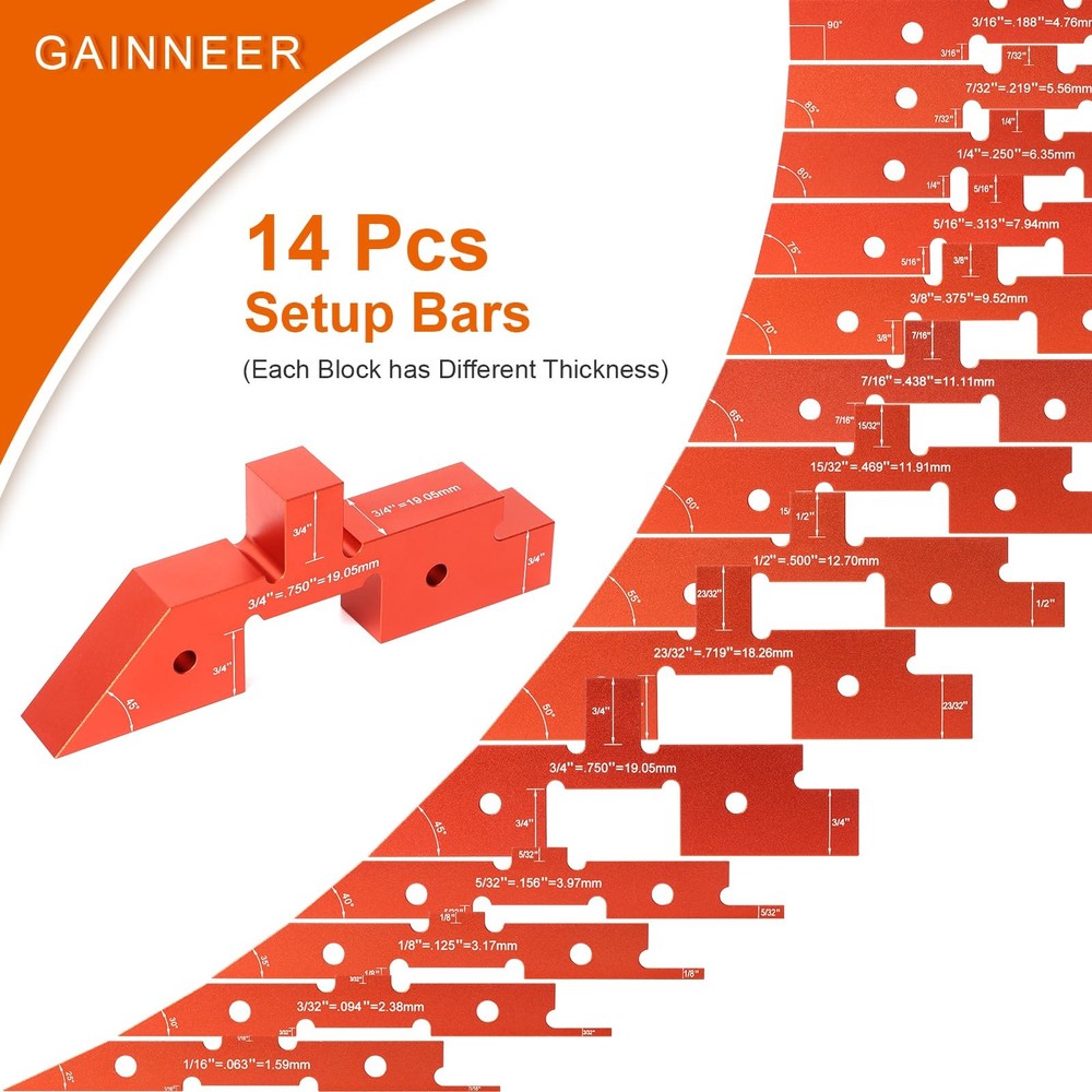 New Router Table Setup Bars - 14 Pcs Precision Woodworking Height Depth & Angle