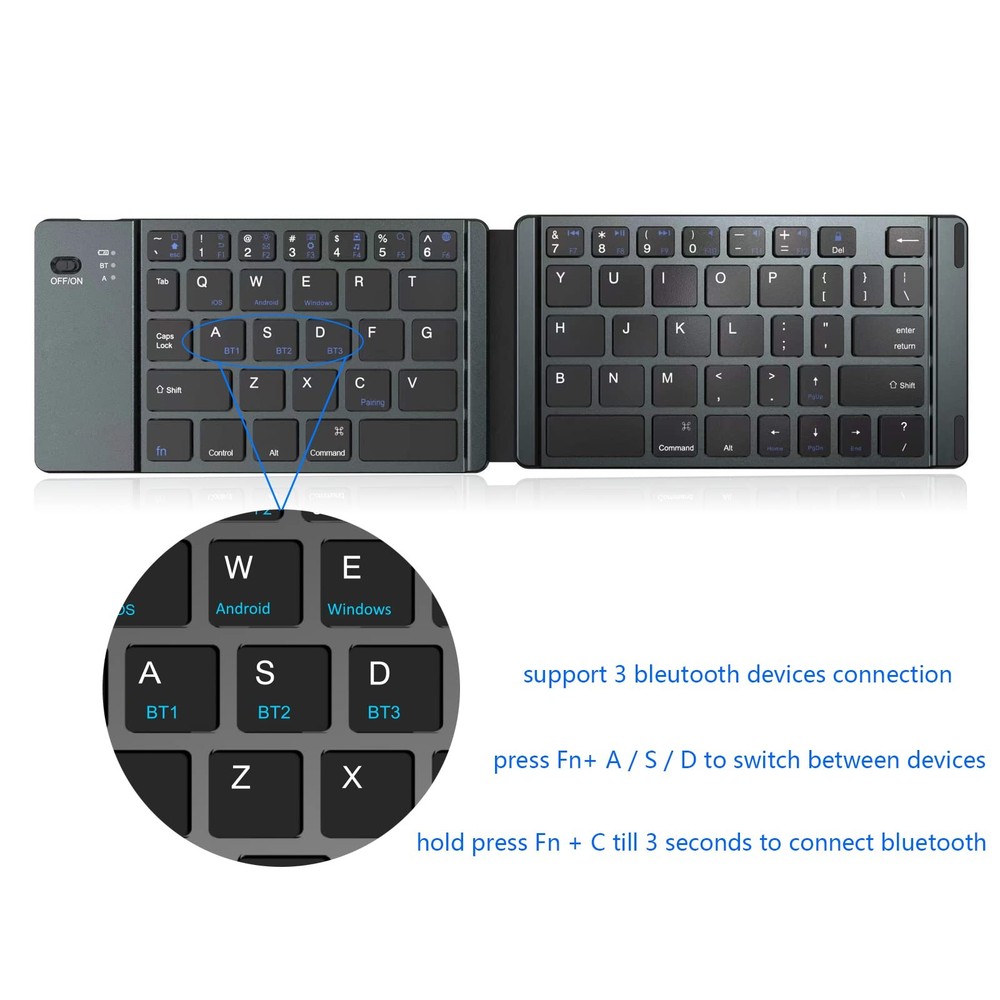 Foldable Keyboard and Mouse Combo,Bluetooth Keyboard and Mouse Combo for Gray
